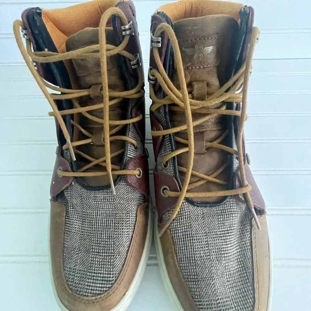 Creative Reaction Spero Mens Size 10.5 Brown Tweed Leather Sneaker Shoe